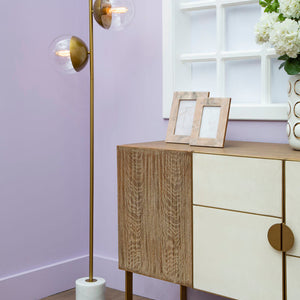 Two Light Gold Finish Floor Lamp | Revive