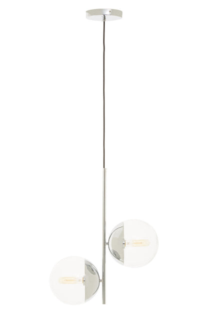 Modern pendant light with glass shades on a white background