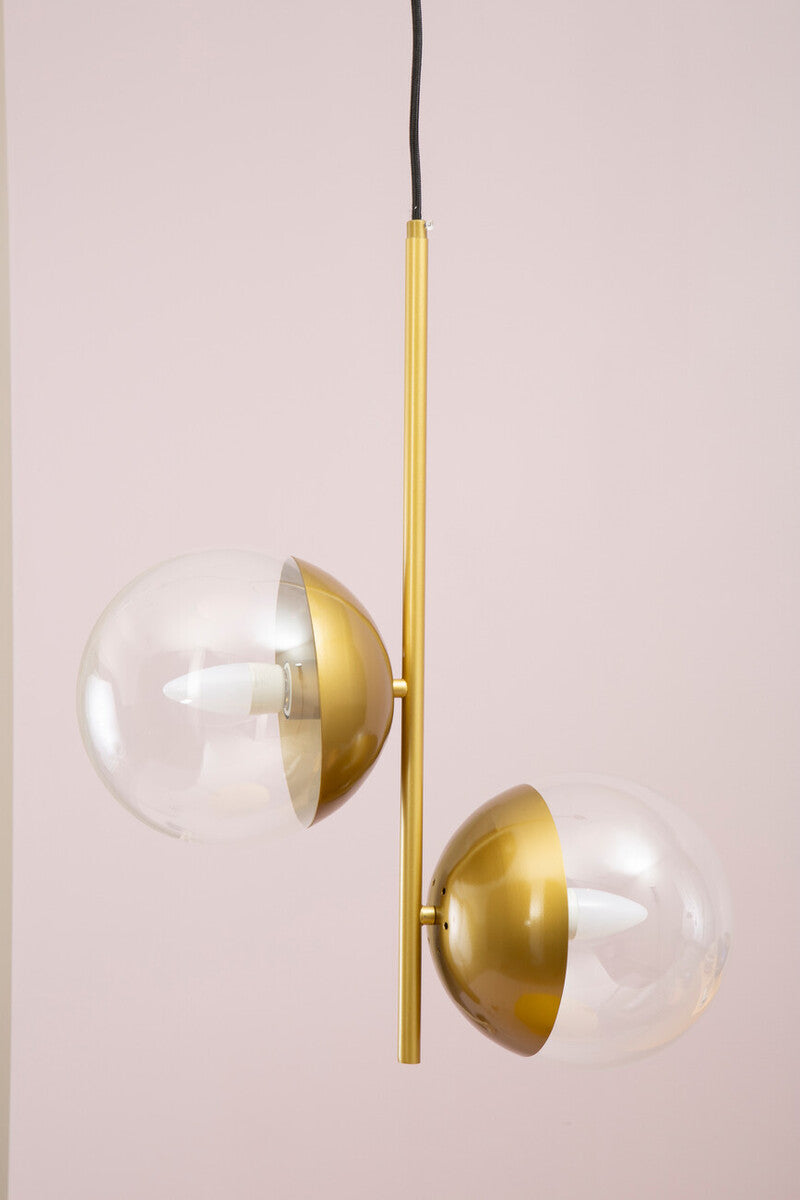 Revive Gold Finish Pendant Light With Two Glass Shades