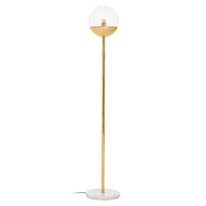 Gold Finish Metal Floor Lamp with White Marble Base | Revive
