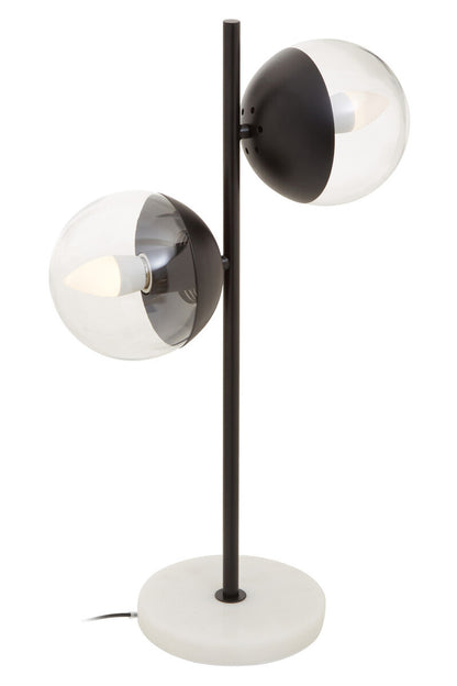 Revive Two Light Black Metal and Marble Table Lamp