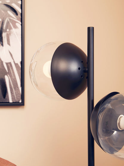 Revive Two Light Black Metal and Marble Table Lamp