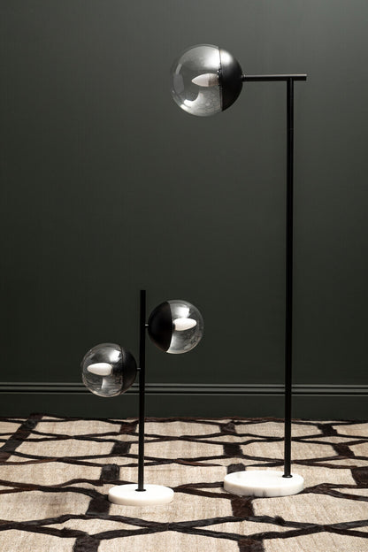 Revive Two Light Black Metal and Marble Table Lamp