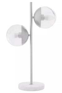 Revive Two Light Chrome and White Marble Table Lamp