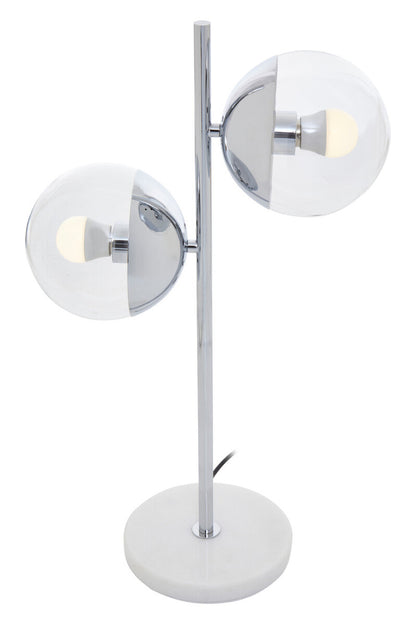 Revive Two Light Chrome and White Marble Table Lamp