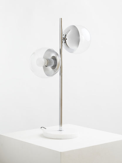 Revive Two Light Chrome and White Marble Table Lamp