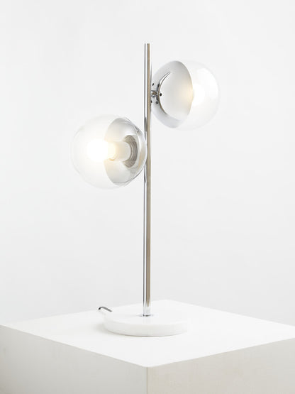 Revive Two Light Chrome and White Marble Table Lamp