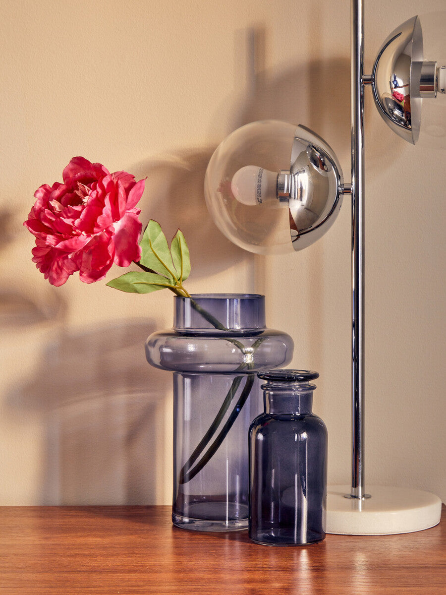 Revive Two Light Chrome and White Marble Table Lamp