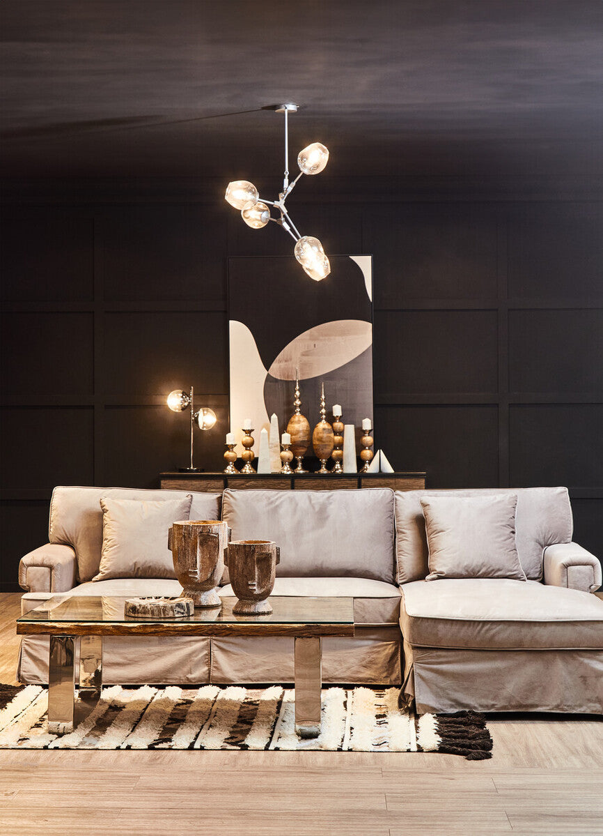 Revive Two Light Chrome and White Marble Table Lamp