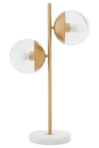 Revive Two Light Gold Finish Table Lamp With White Marble Base