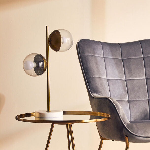 Revive Two Light Gold Finish Table Lamp With White Marble Base