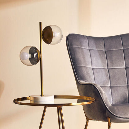 Revive Two Light Gold Finish Table Lamp With White Marble Base