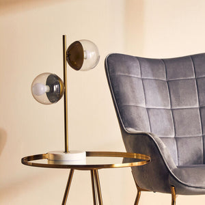 Revive Two Light Gold Finish Table Lamp With White Marble Base