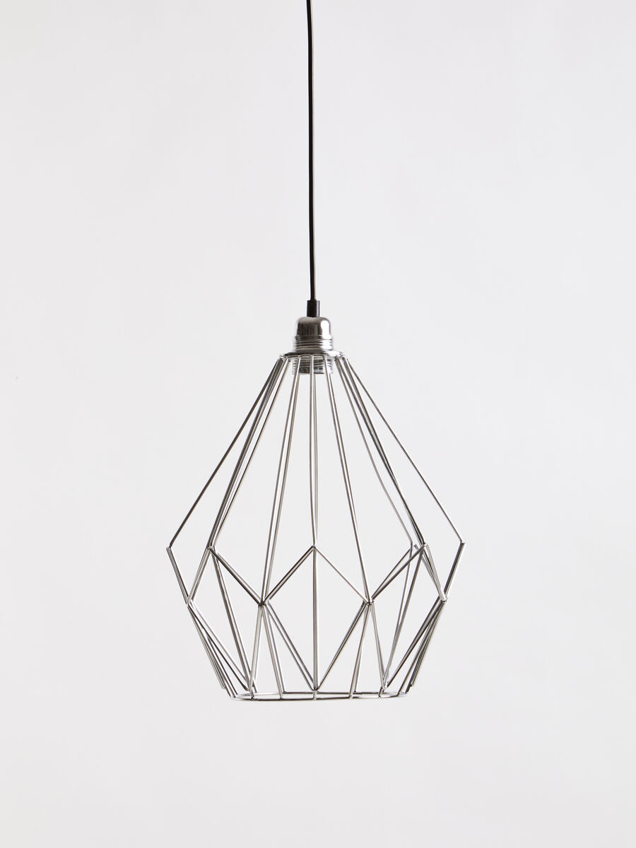 Geometric pendant light on a white background