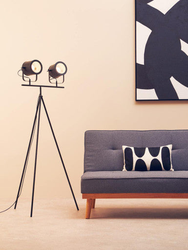 Stockholm Two Spotlight Matte Black Tripod Floor Lamp
