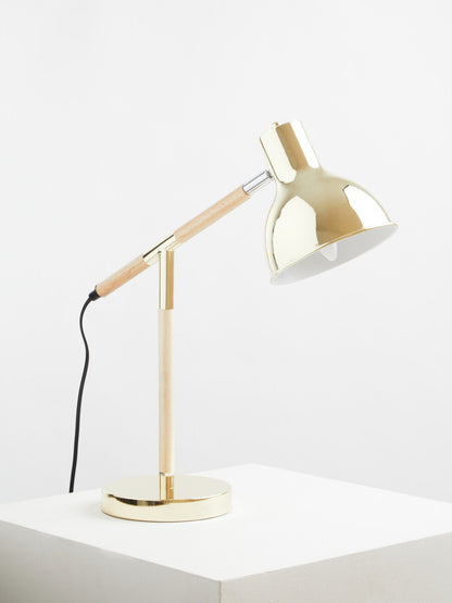 Stockholm Adjustable Desk Lamp in Shiny Brass Finish