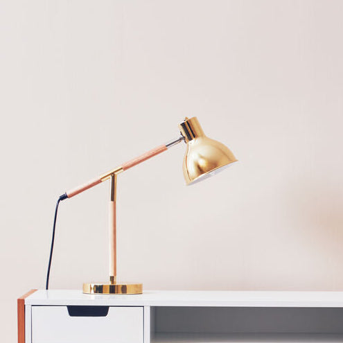 Stockholm Adjustable Desk Lamp in Shiny Brass Finish