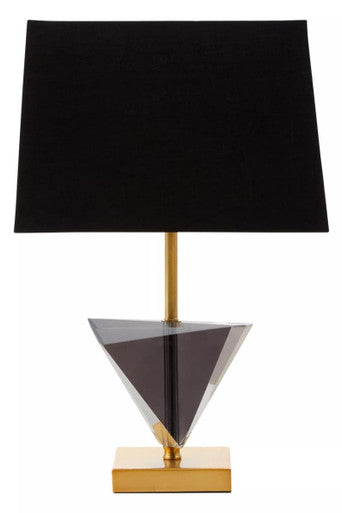 Halina Smoked Crystal Table Lamp with Gold Metal