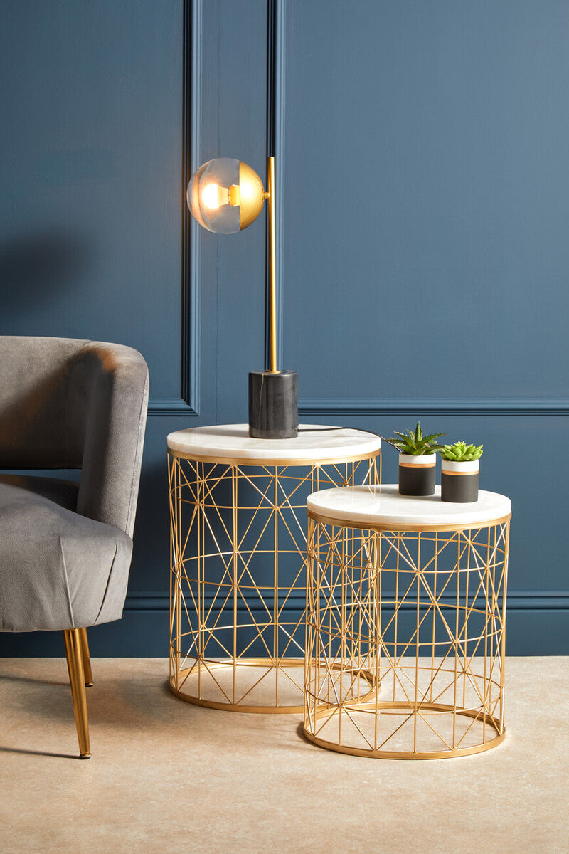 Revive Small Gold Finish Metal Table Lamp with Black Marble Base