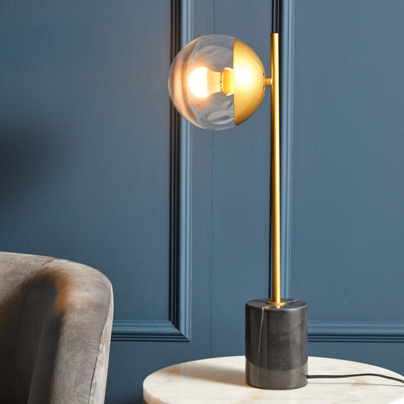 Revive Small Gold Finish Metal Table Lamp with Black Marble Base