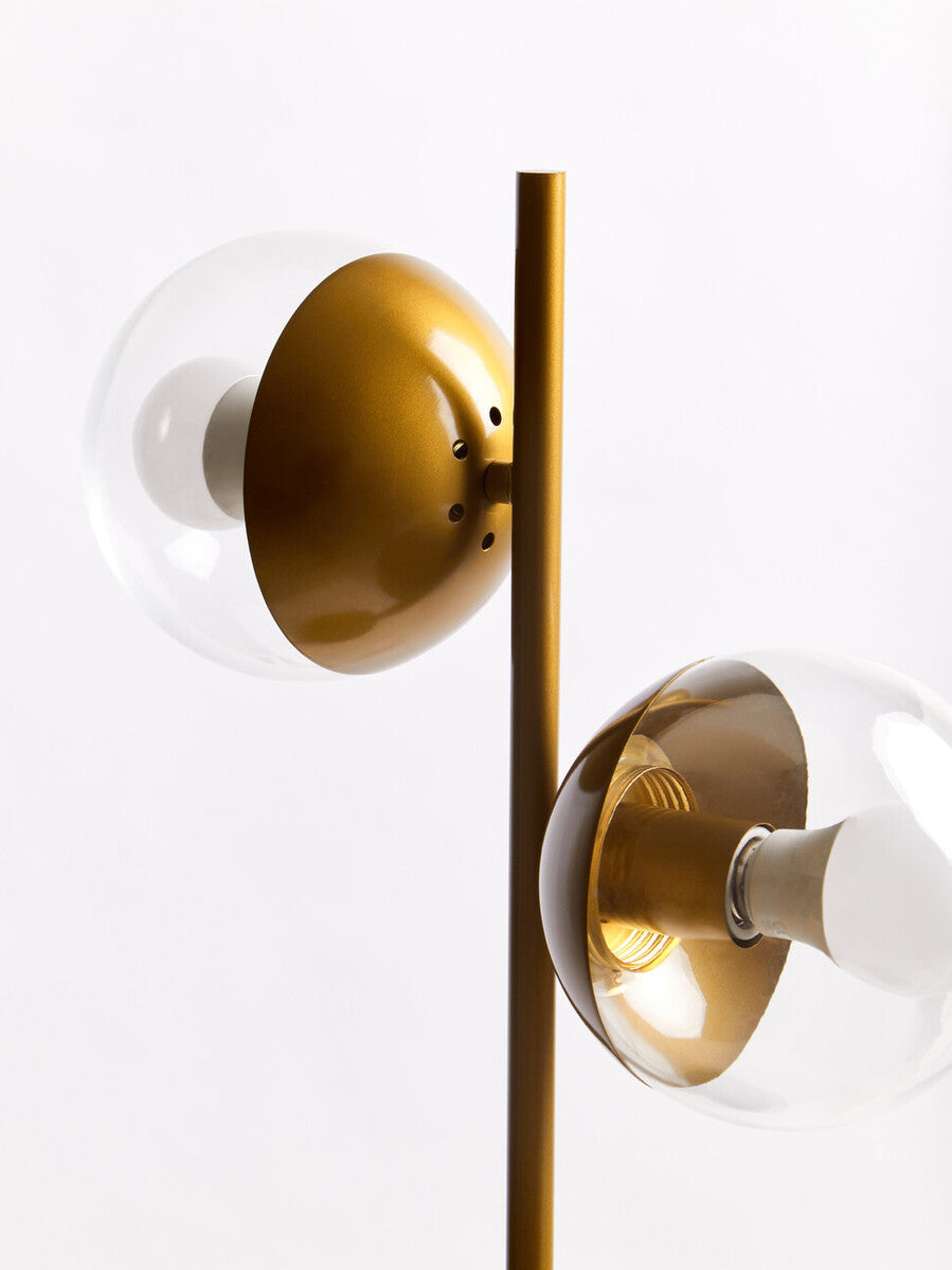 Revive Two Light Gold and Black Marble Table Lamp