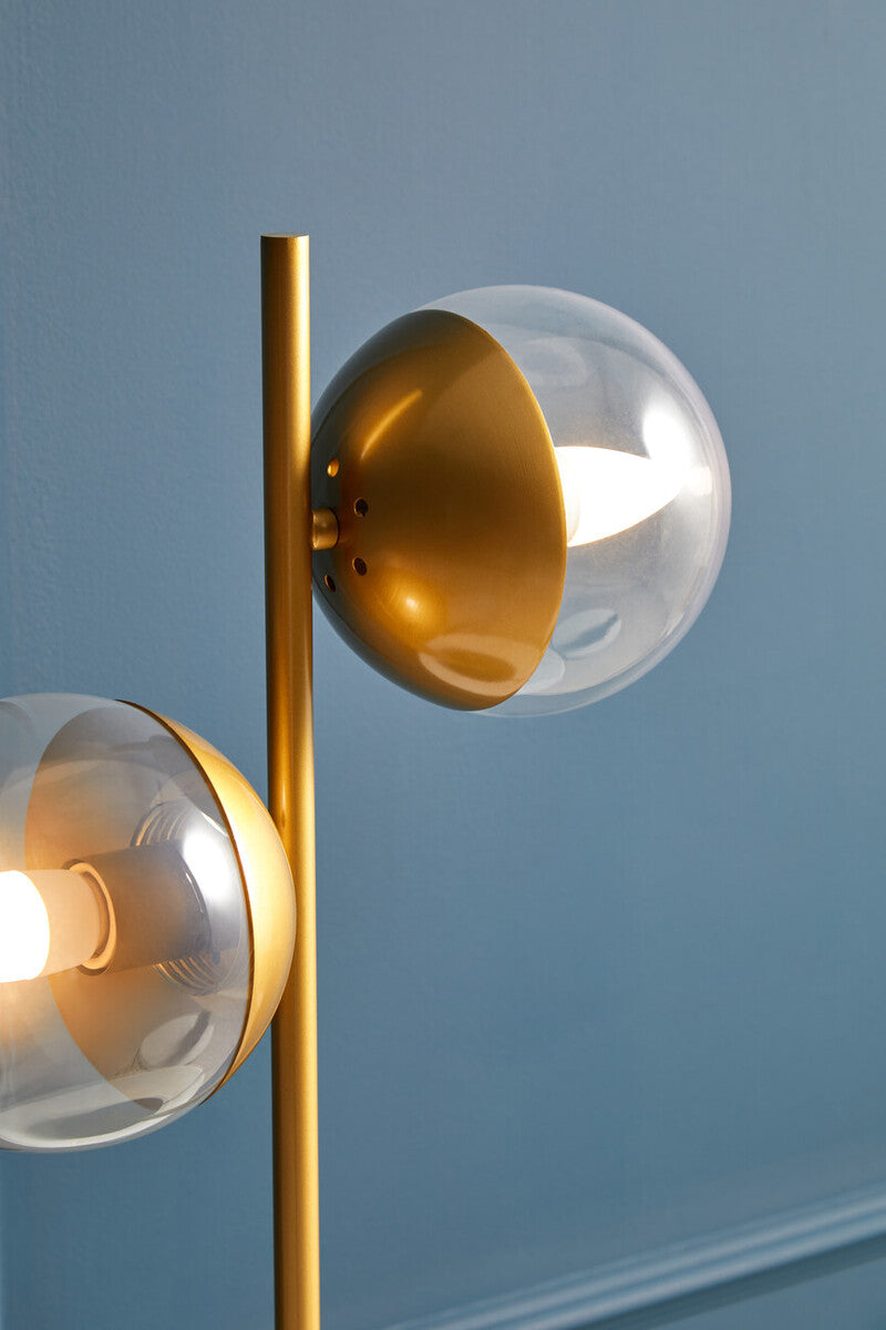 Revive Two Light Gold and Black Marble Table Lamp