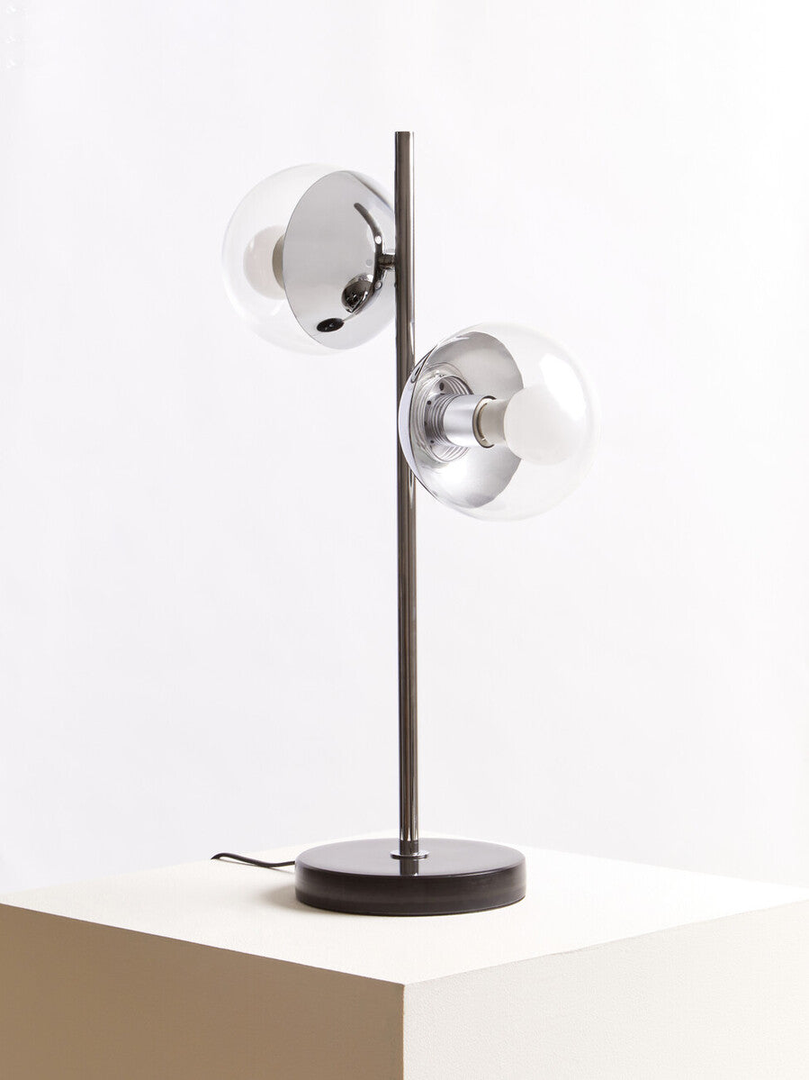 Revive Two Light Silver and Black Marble Table Lamp