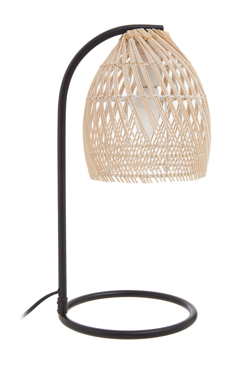 Lonza Rattan Shade Black Iron Table Lamp