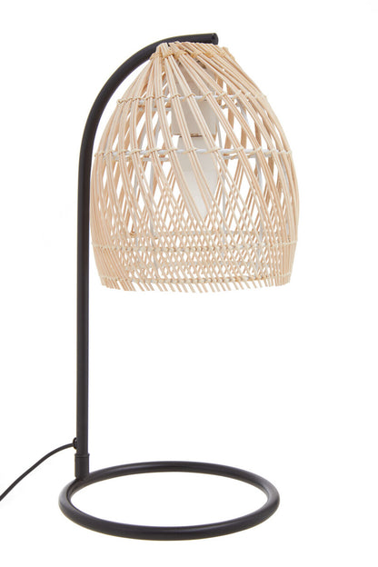 Lonza Rattan Shade Black Iron Table Lamp