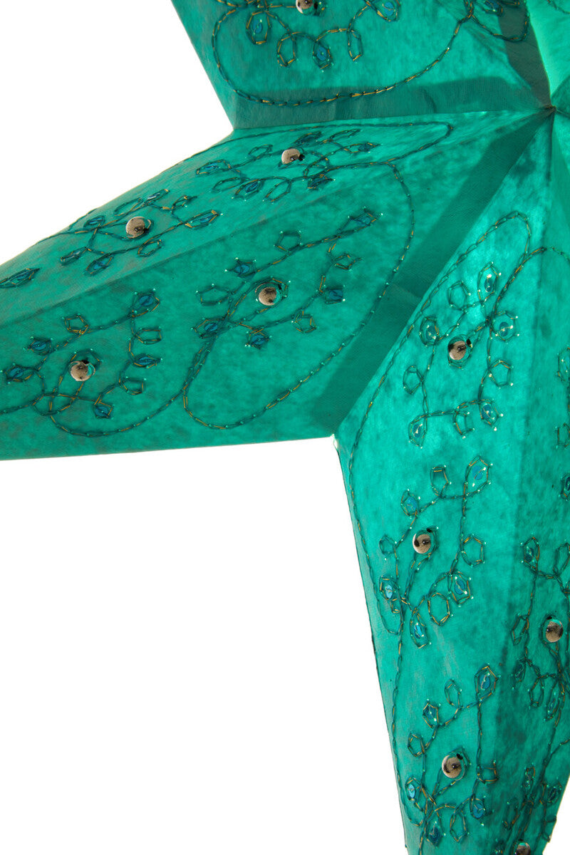 Leela 5 Point Turquoise Paper Star - Image 3