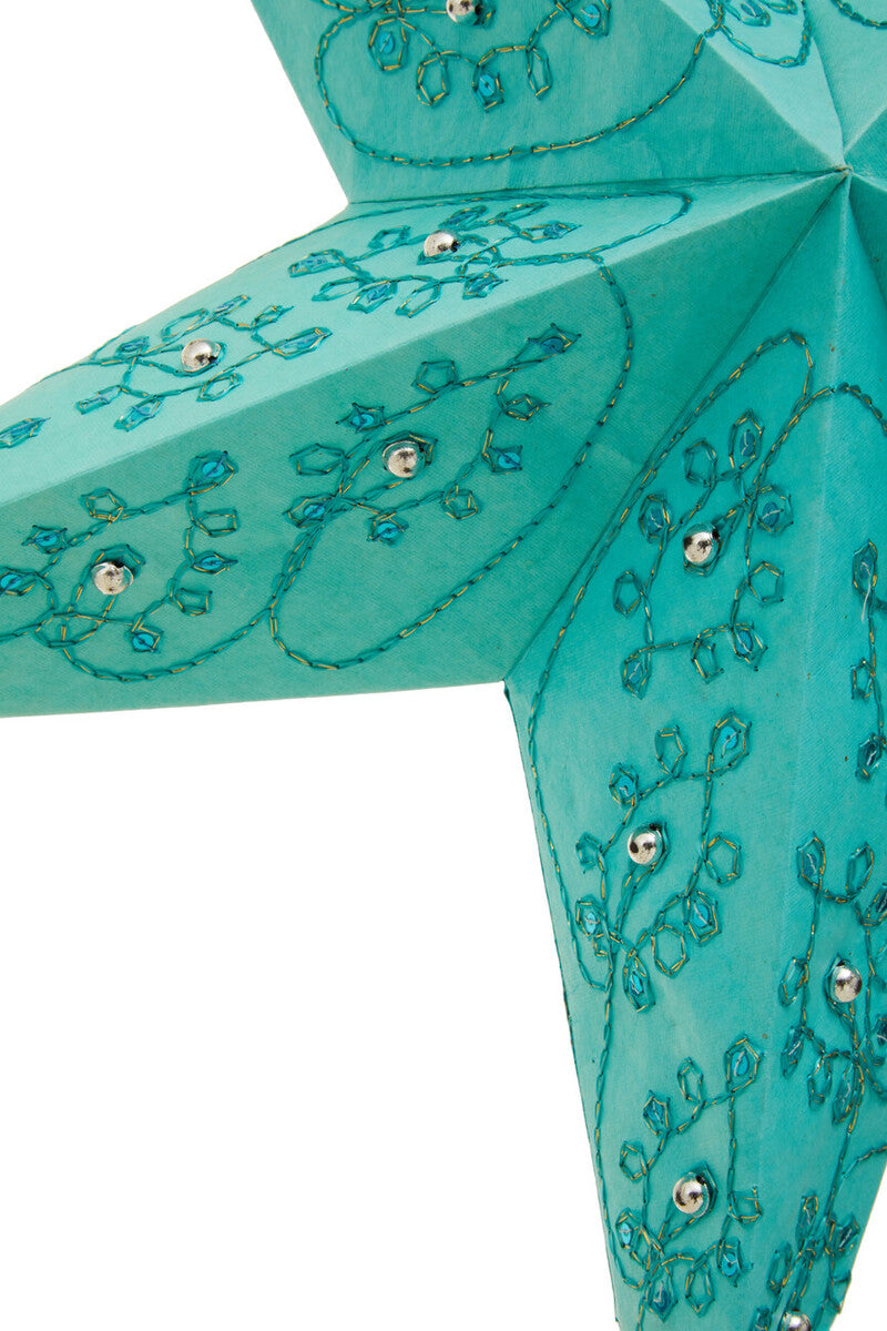 Leela 5 Point Turquoise Paper Star - Image 4