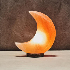 Crescent Moon Pink Natural Salt Lamp | Nepal