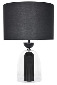 Clear Glass and Black Metal Table Lamp | Sellis