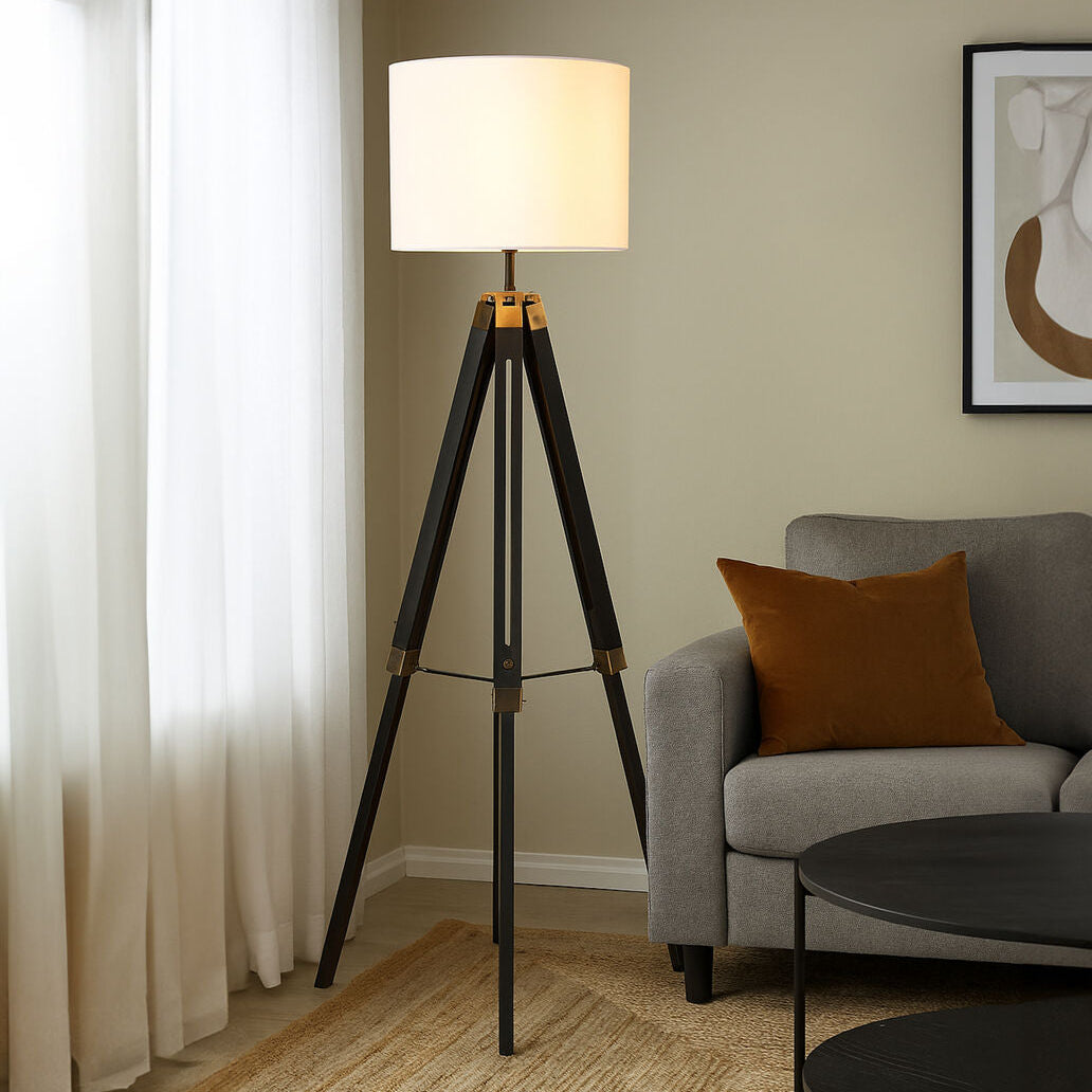 Malvern Tripod Floor Lamp With Black Base
