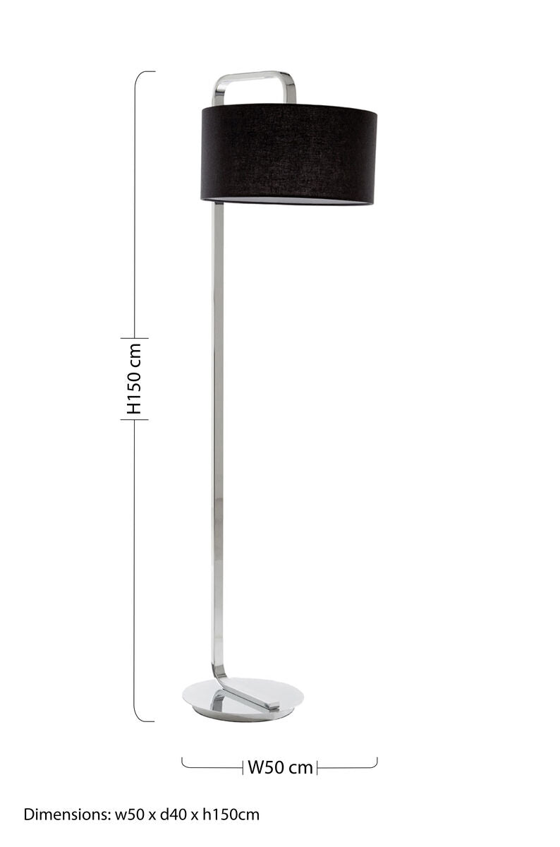 Leyna Floor Lamp with Black Fabric Shade