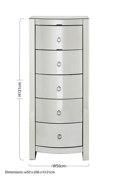 Verona Curved Tall Boy Drawers