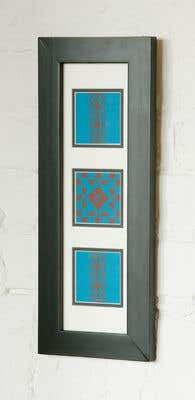 Modern Flock Teal Wall Art with Black Frame
