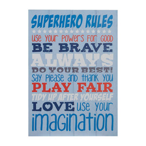 Kids Superhero Rules | Wall Plaque