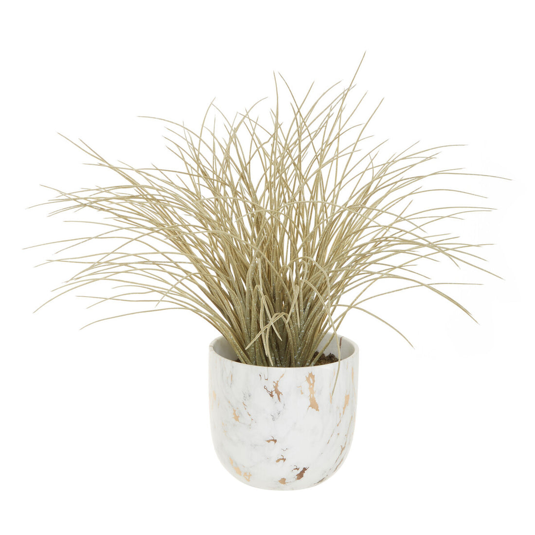 Fiori Grass Plant in a White Marble Effect Pot