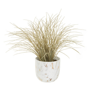 Fiori Grass Plant in a White Marble Effect Pot