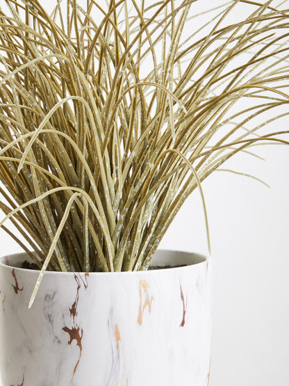 Fiori Grass Plant in a White Marble Effect Pot