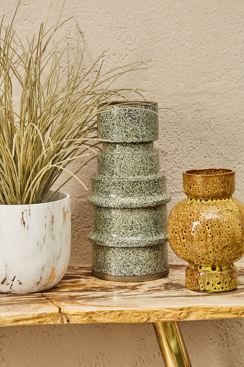 Fiori Grass Plant in a White Marble Effect Pot