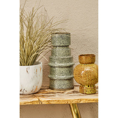 Fiori Grass Plant in a White Marble Effect Pot