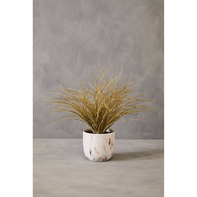 Fiori Grass Plant in a White Marble Effect Pot