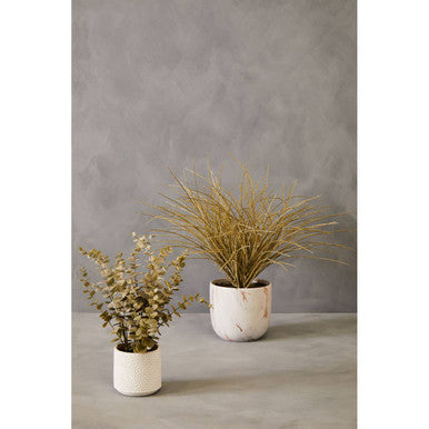 Fiori Grass Plant in a White Marble Effect Pot