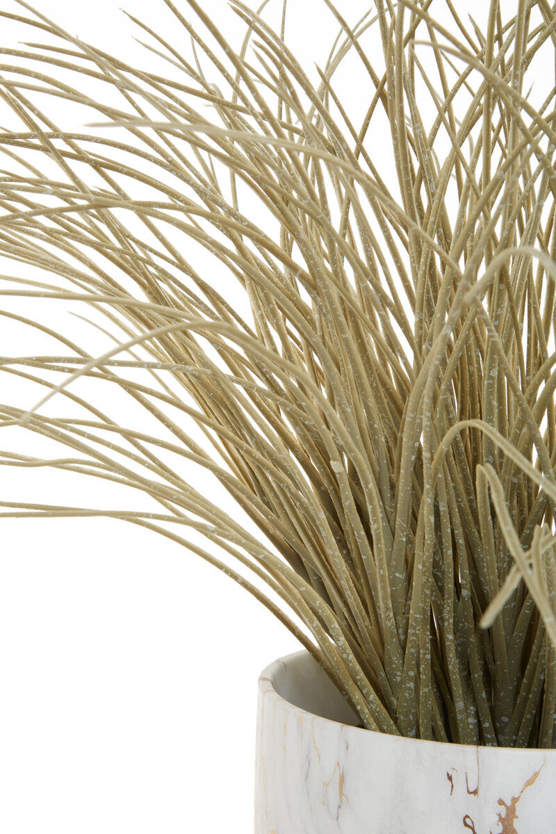 Fiori Grass Plant in a White Marble Effect Pot