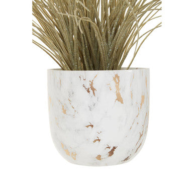 Fiori Grass Plant in a White Marble Effect Pot