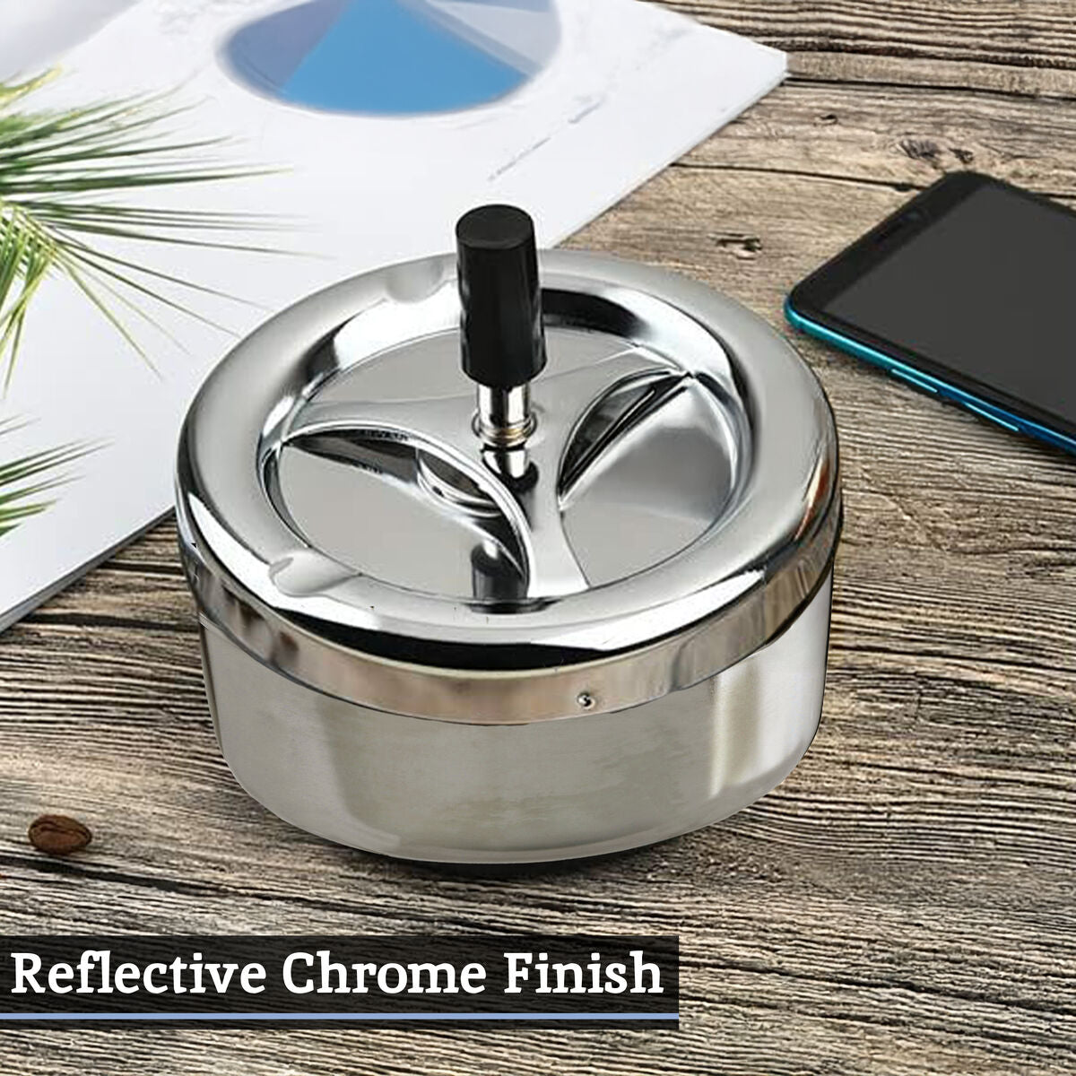 Chrome Effect Large Spinning Ashtray