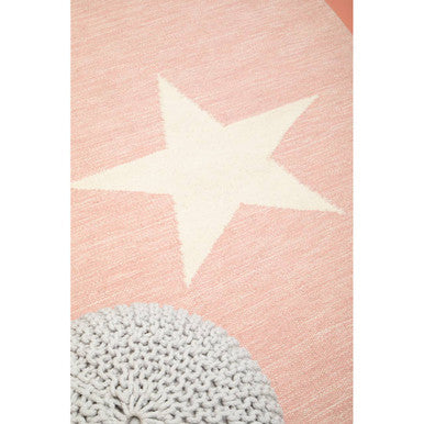 Pink and White Star Rug