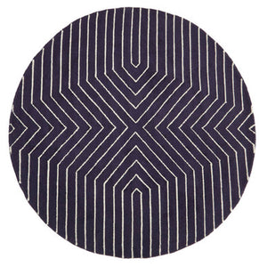 Bosie Moyo Blue And White Round Rug
